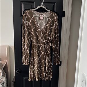 SO Long Sleeve Floral Dress in Olive